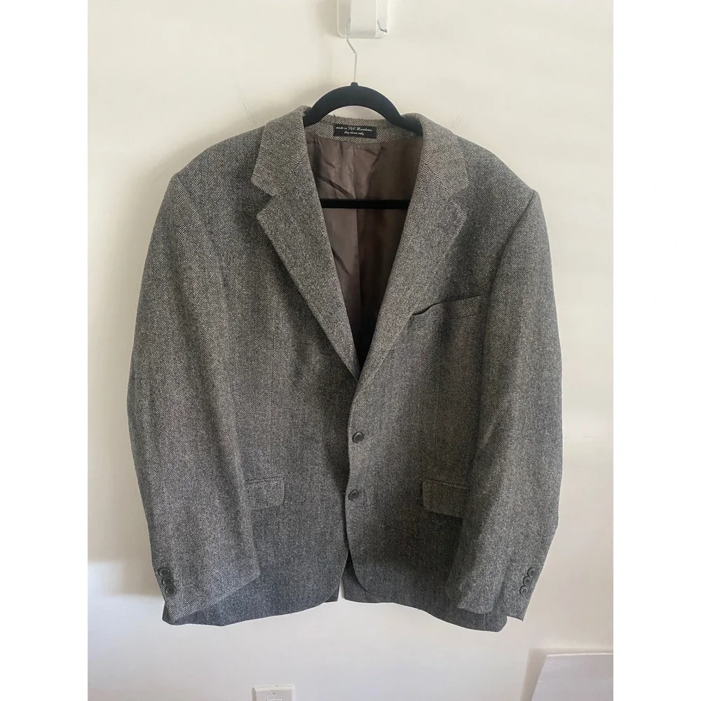 Gianfranco Ruffini Italy Mens L44 Camel‎ Hair Blend Herringbone Blazer Jacket